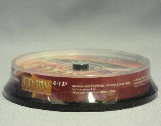 Компакт-диск CD-RW 10шт. 700Mb. 4-12x. Cake